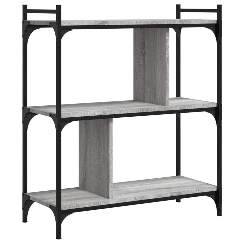 Bücherregal 3 Böden Grau Sonoma 76x32x88 cm Holzwerkstoff Stilecasa