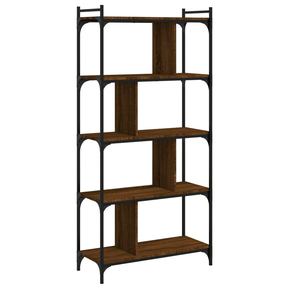 Bücherregal 5 Böden Braun Eiche-Optik 76x32x158cm Holzwerkstoff Stilecasa