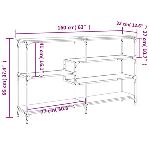 vidaXL Konsolentisch Grau Sonoma 160x32x95 cm Holzwerkstoff