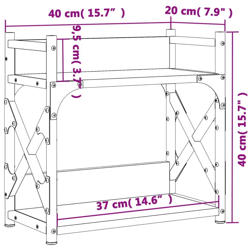 Druckerständer 2 Ablagen Schwarz 40x20x40 cm Holzwerkstoff Stilecasa