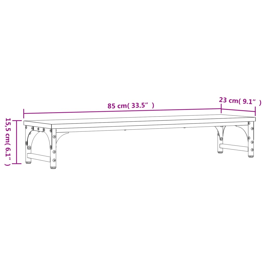 Monitorständer Schwarz 85x23x15,5 cm Holzwerkstoff Stilecasa