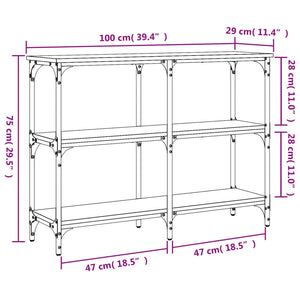 vidaXL Konsolentisch Grau Sonoma 100x29x75 cm Holzwerkstoff