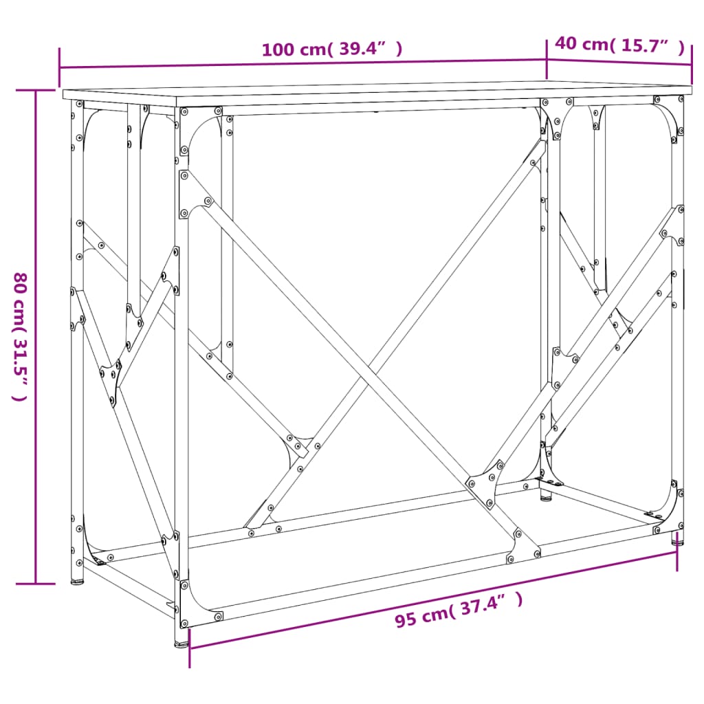 vidaXL Konsolentisch Räuchereiche 100x40x80 cm Holzwerkstoff