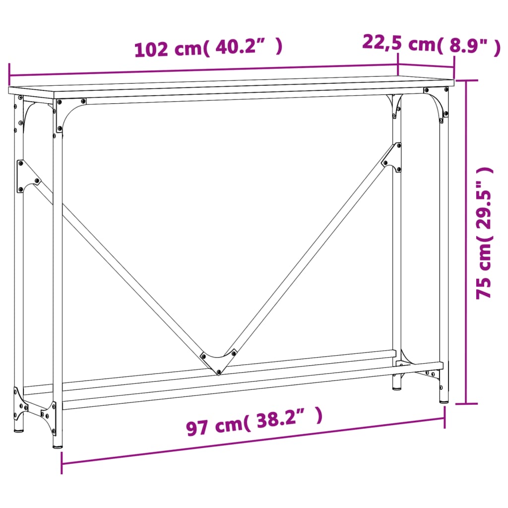 vidaXL Konsolentisch Braun Eichen-Optik 102x22,5x75 cm Holzwerkstoff