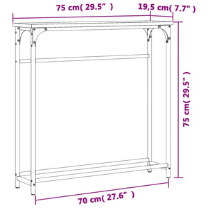 vidaXL Konsolentisch Sonoma-Eiche 75x19,5x75 cm Holzwerkstoff