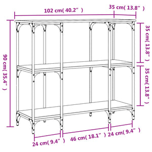 vidaXL Konsolentisch Grau Sonoma 102x35x90 cm Holzwerkstoff