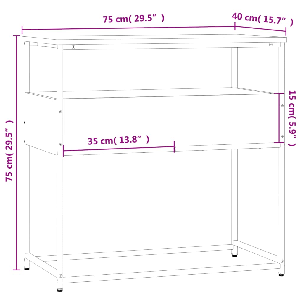 vidaXL Konsolentisch Schwarz 75x40x75 cm Holzwerkstoff