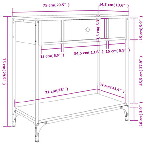 Konsolentisch Grau Sonoma 75x34,5x75 cm Holzwerkstoff