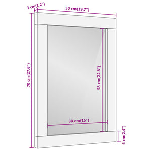 vidaXL Badezimmerspiegel Braun 50x70x3 cm Massivholz Mango und Glas