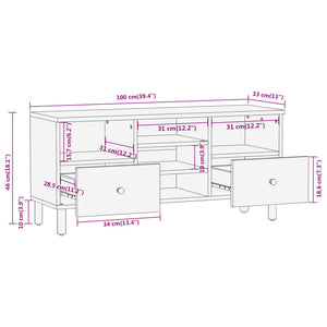 vidaXL TV-Schrank 100x33x46 cm Massivholz Mango