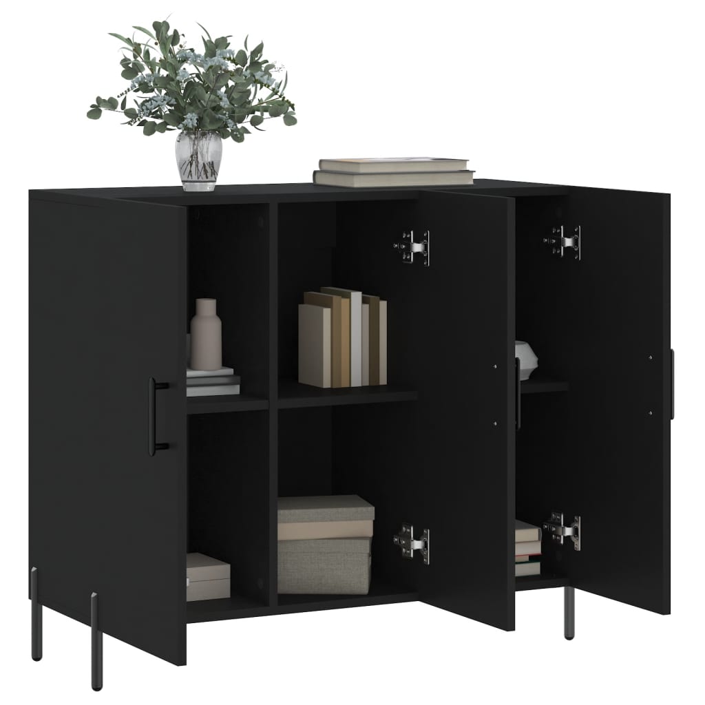 vidaXL Sideboard Schwarz 90x34x80 cm Holzwerkstoff