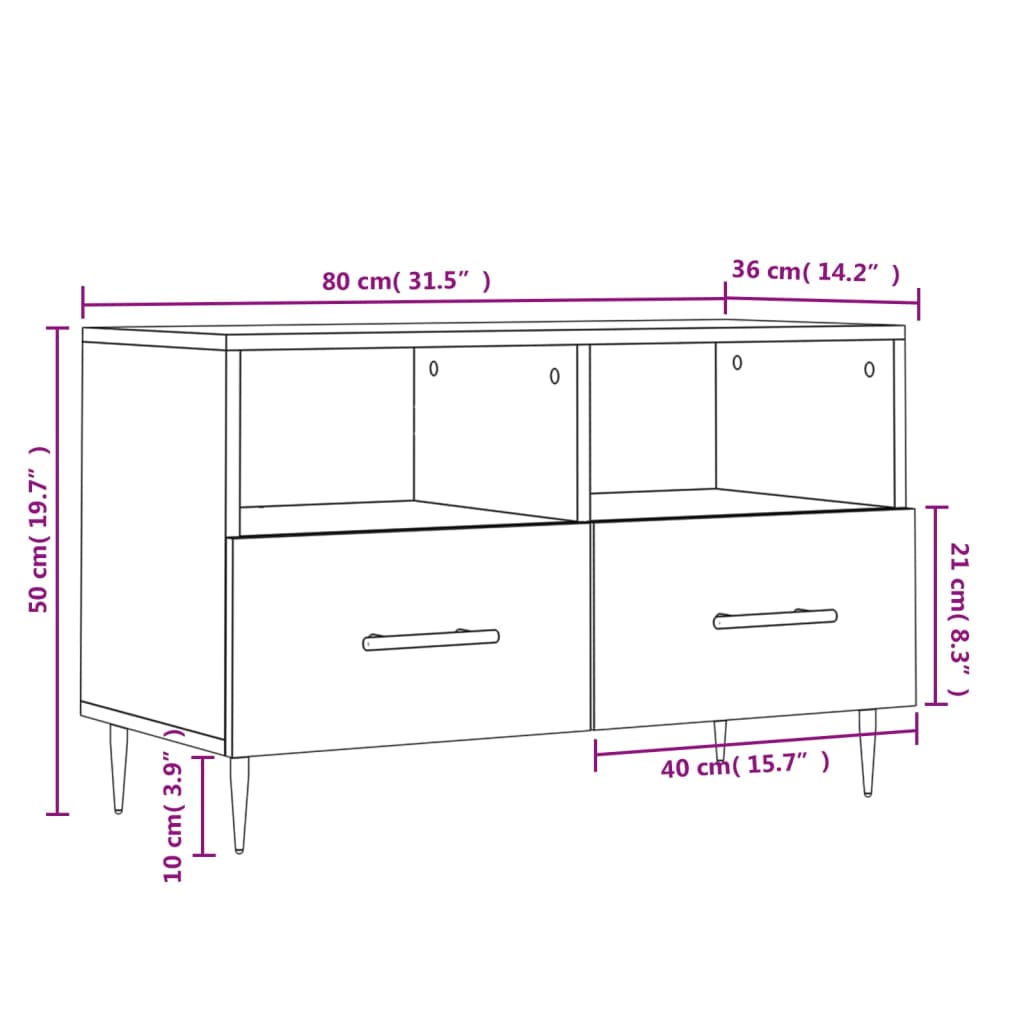 vidaXL TV-Schrank Schwarz 80x36x50 cm Holzwerkstoff