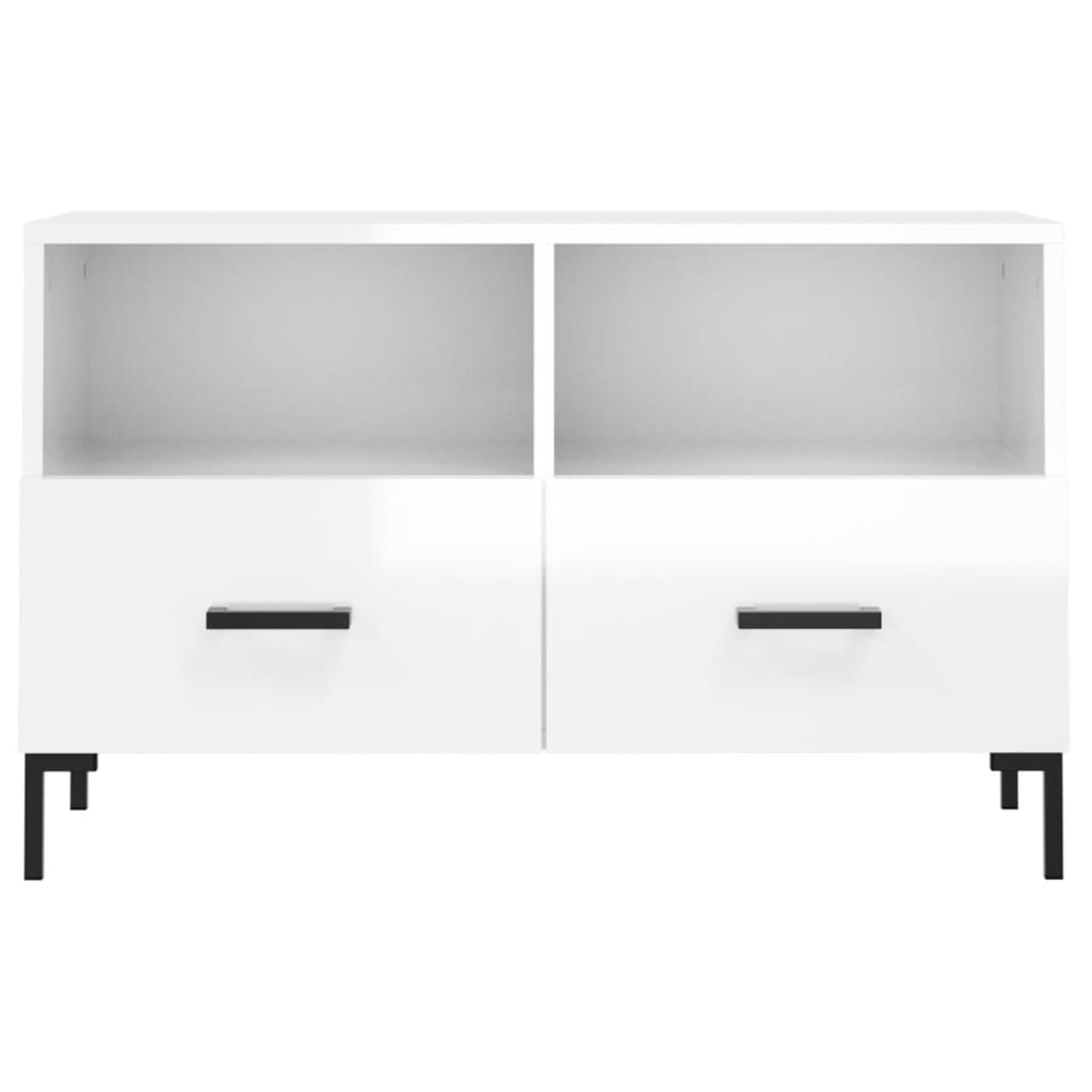 vidaXL TV-Schrank Hochglanz-Weiß 80x36x50 cm Holzwerkstoff