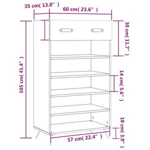 Schuhschrank Sonoma-Eiche 60x35x105 cm Holzwerkstoff