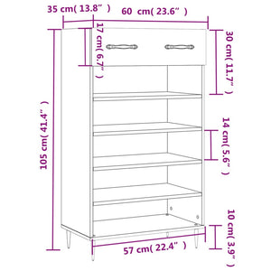 Schuhschrank Hochglanz-Weiß 60x35x105 cm Holzwerkstoff