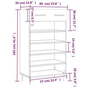 Schuhschrank Grau Sonoma 60x35x105 cm Holzwerkstoff