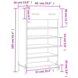 Schuhschrank Betongrau 60x35x105 cm Holzwerkstoff