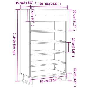 Schuhschrank Weiß 60x35x105 cm Holzwerkstoff