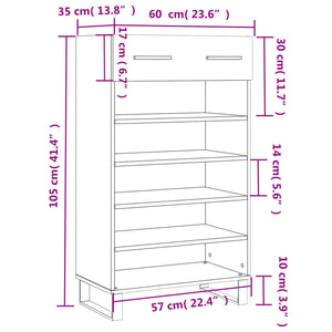 Schuhschrank Betongrau 60x35x105 cm Holzwerkstoff Stilecasa