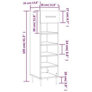 Schuhschrank Hochglanz-Weiß 30x35x105 cm Holzwerkstoff