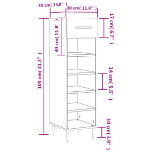 Schuhschrank Sonoma-Eiche 30x35x105 cm Holzwerkstoff