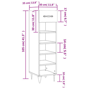 Schuhschrank Schwarz 30x35x105 cm Holzwerkstoff