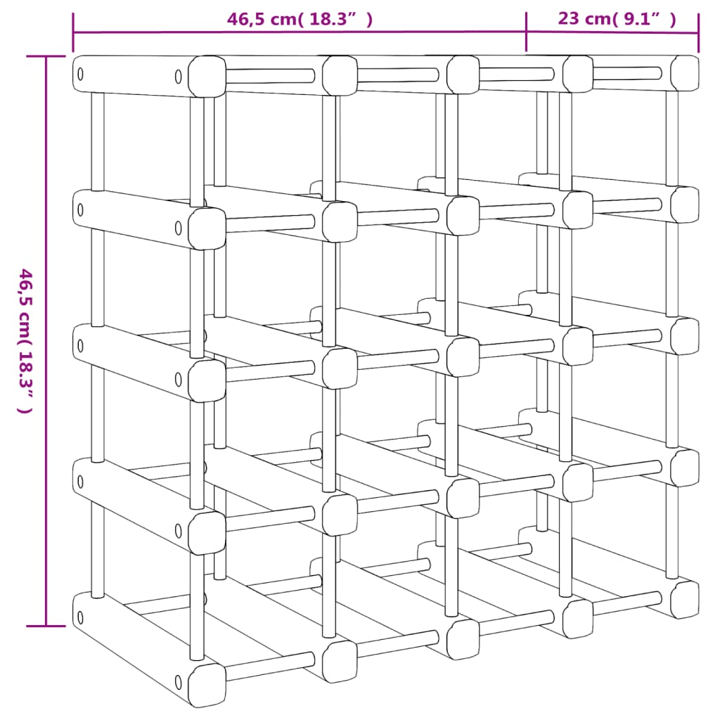 vidaXL Weinregal für 20 Flaschen 46,5x23x46,5 cm Massivholz Kiefer