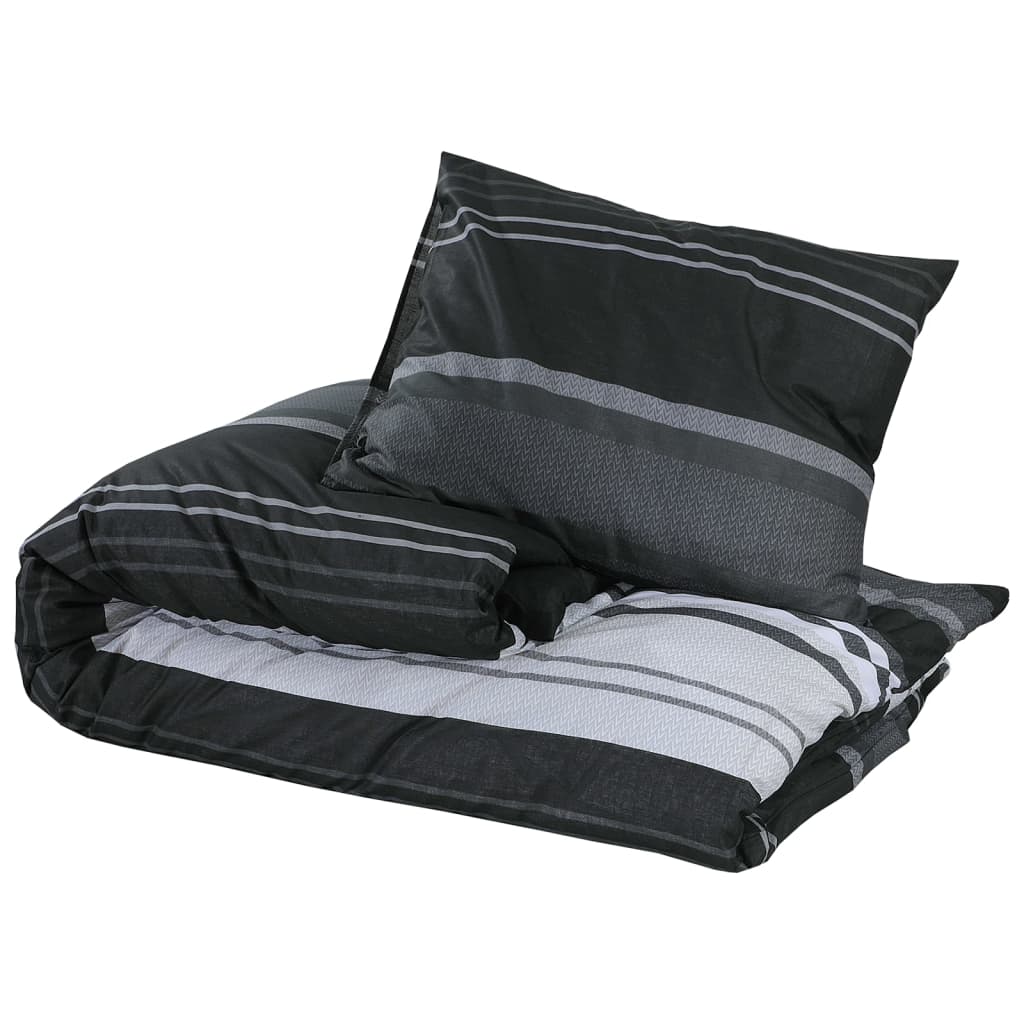 vidaXL Bettwäsche-Set Schwarz und Weiß 225x220 cm Baumwolle