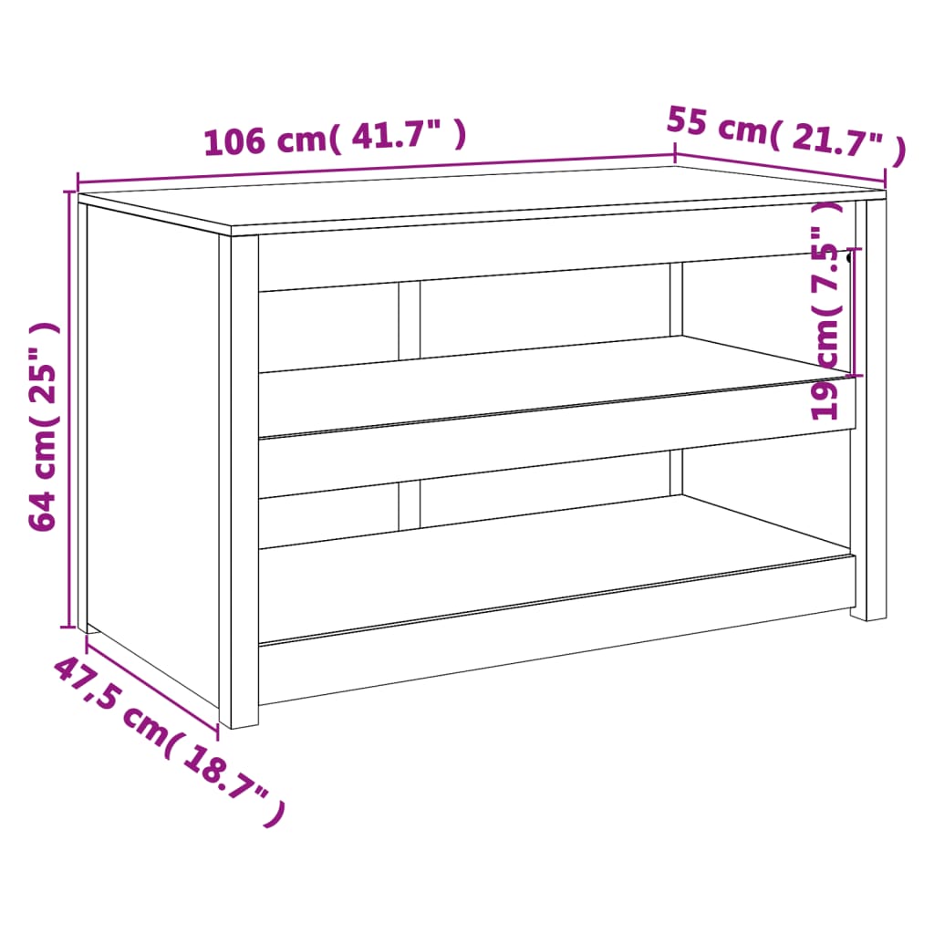 vidaXL Outdoor-Küchenschrank 106x55x64 cm Massivholz Kiefer