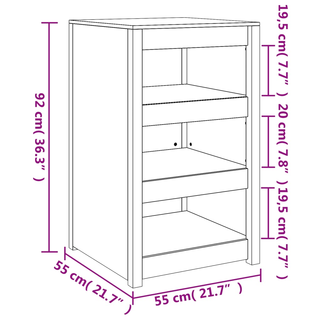 vidaXL Outdoor-Küchenschrank 55x55x92 cm Massivholz Douglasie