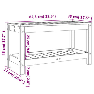 vidaXL Gartenbank Weiß 82,5x35x45 cm Massivholz Kiefer