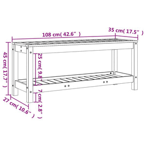 vidaXL Gartenbank Weiß 108x35x45 cm Massivholz Kiefer