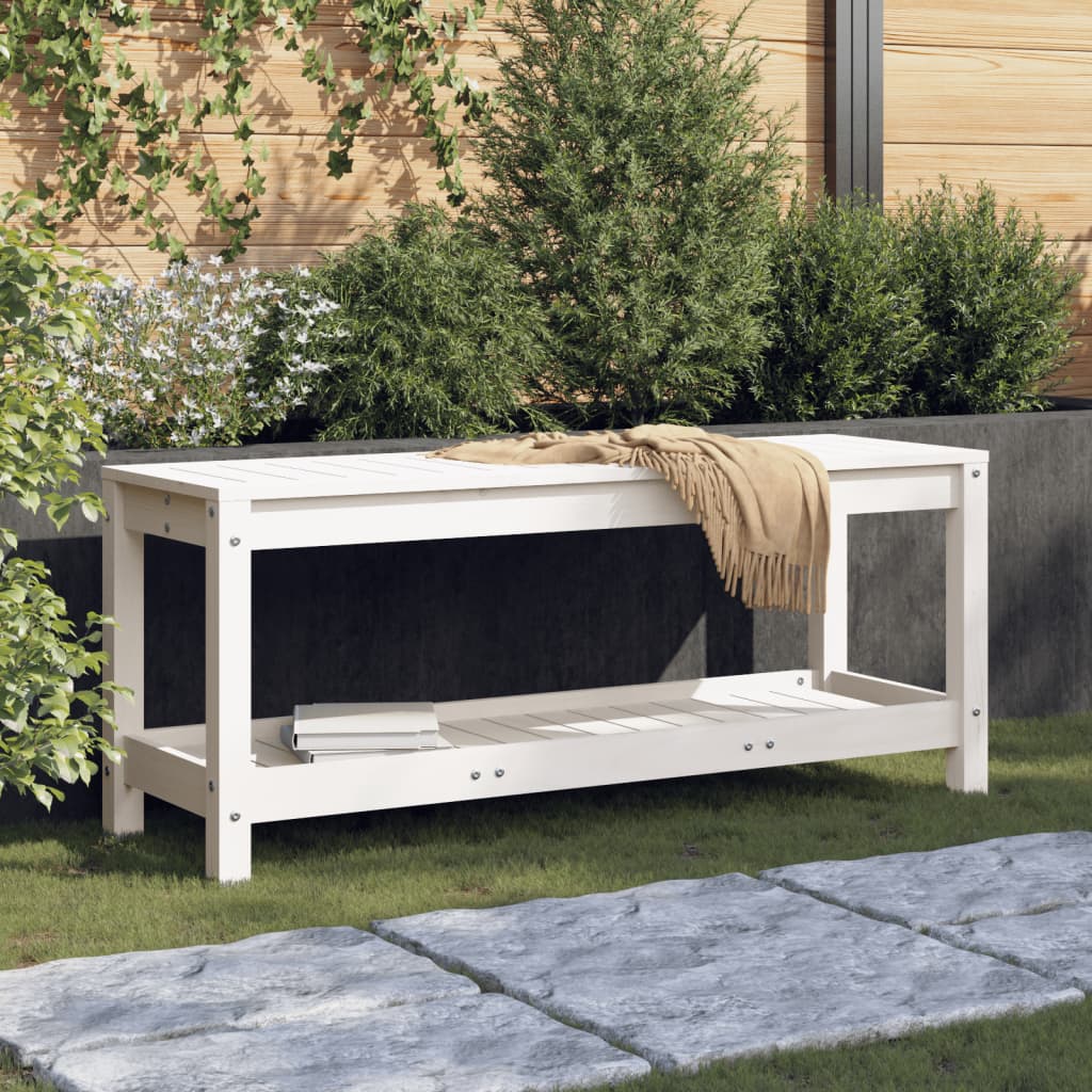 vidaXL Gartenbank Weiß 108x35x45 cm Massivholz Kiefer