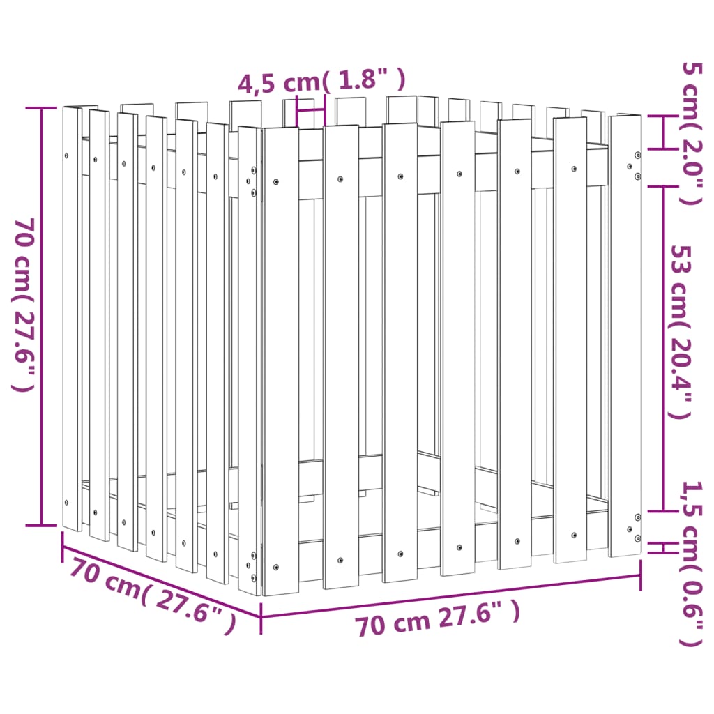 Pflanzkübel Latten-Design 70x70x70 cm Kiefernholz Imprägniert