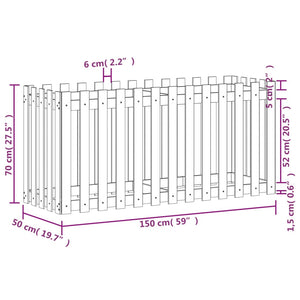 Hochbeet Lattenzaun-Design 150x50x70 cm Massivholz Douglasie