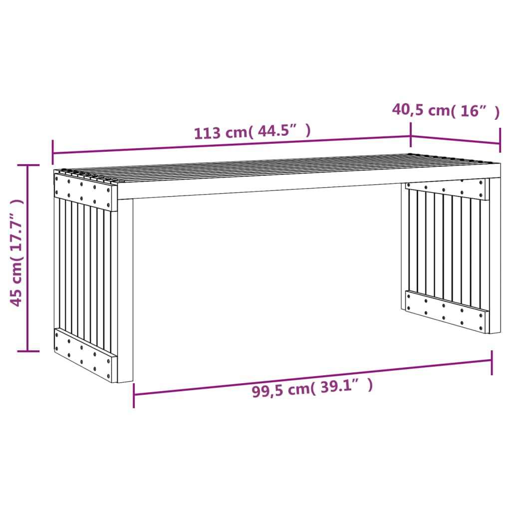 vidaXL Gartenbank Ausziehbar Weiß 212,5x40,5x45 cm Massivholz Kiefer