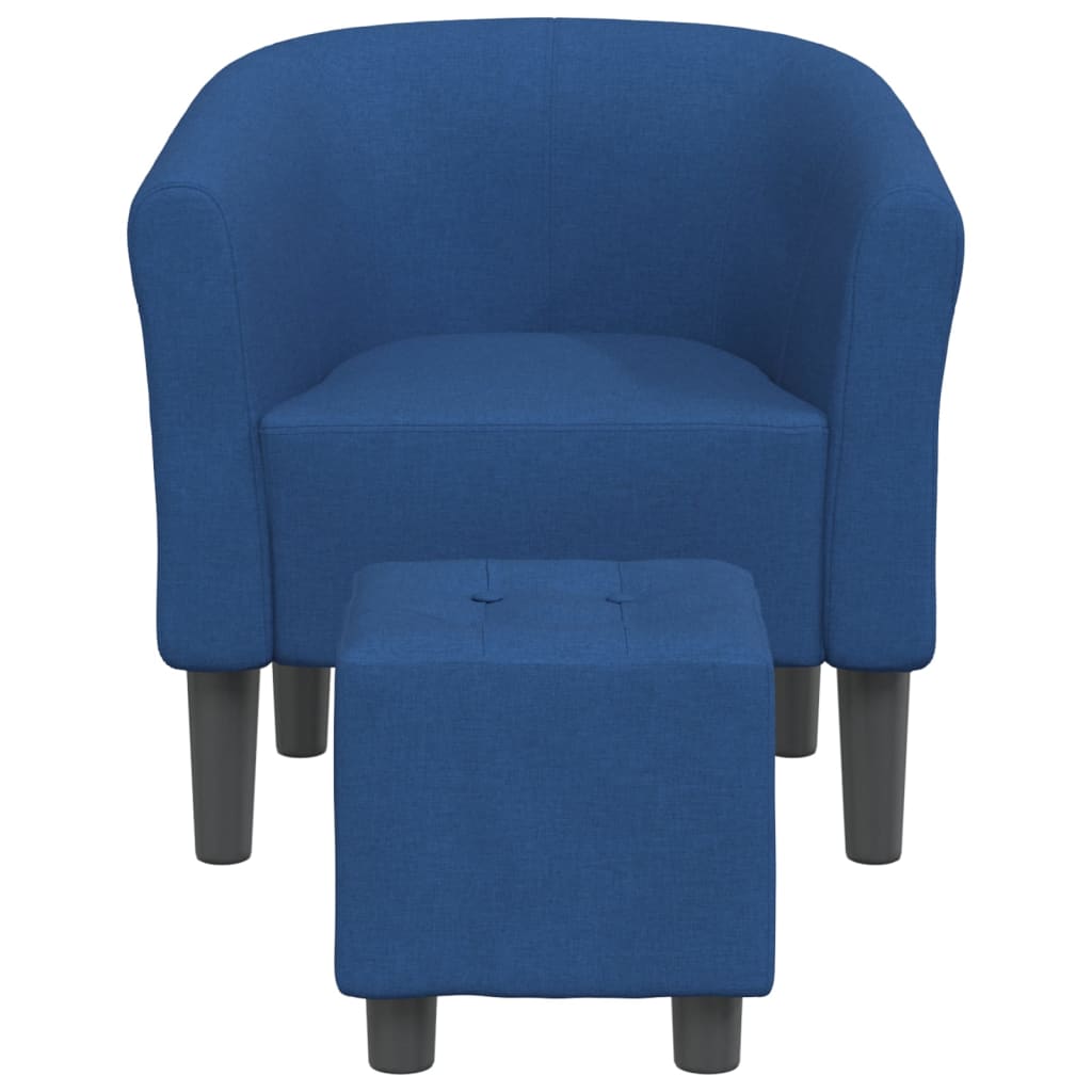 vidaXL Clubsessel mit Fußhocker Blau Stoff