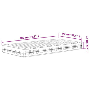 vidaXL Schaumstoffmatratze Weiß 90x200 cm Härtegrad H2 H3