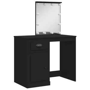 vidaXL Schminktisch mit LED-Leuchten Schwarz 90x42x132,5 cm