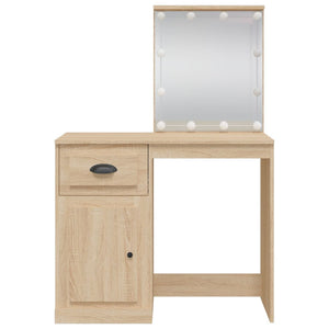 vidaXL Schminktisch mit LED-Leuchten Sonoma-Eiche 90x42x132,5 cm