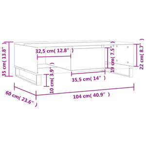 vidaXL Couchtisch Grau Sonoma 104x60x35 cm Holzwerkstoff