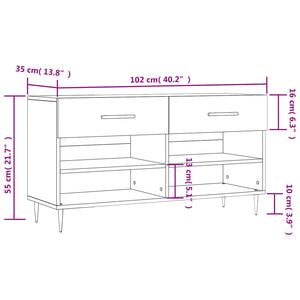 vidaXL Schuhbank Hochglanz-Weiß 102x35x55 cm Holzwerkstoff