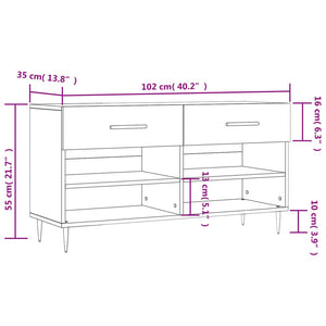 vidaXL Schuhbank Grau Sonoma 102x35x55 cm Holzwerkstoff