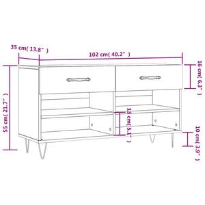 vidaXL Schuhbank Weiß 102x35x55 cm Holzwerkstoff