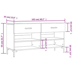 vidaXL Schuhbank Braun Eichen-Optik 102x35x55 cm Holzwerkstoff