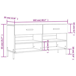 vidaXL Schuhbank Sonoma-Eiche 102x35x55 cm Holzwerkstoff