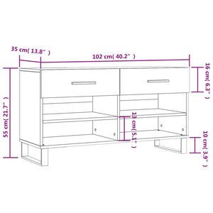 vidaXL Schuhbank Grau Sonoma 102x35x55 cm Holzwerkstoff