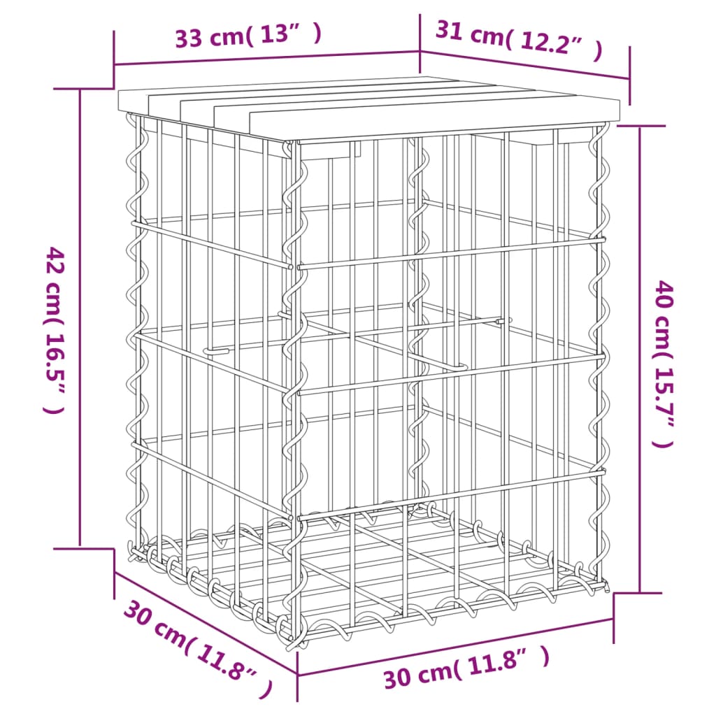 vidaXL Gartenbank aus Gabionen 33x31x42 cm Massivholz Douglasie