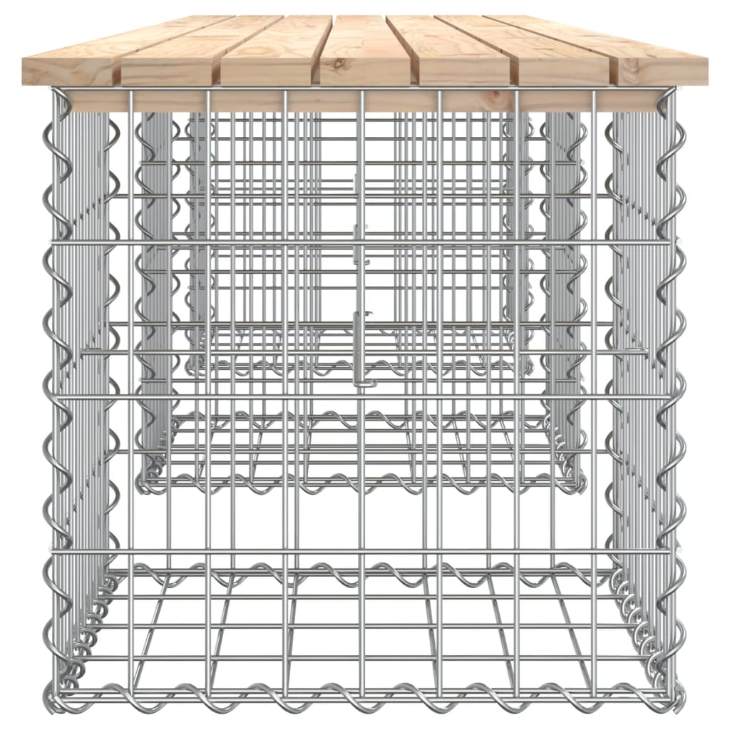 Gartenbank aus Gabionen 203x44x42 cm Massivholz Kiefer Stilecasa