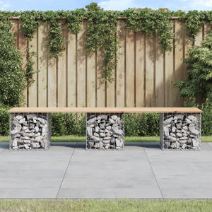 Gartenbank aus Gabionen 203x44x42 cm Massivholz Kiefer Stilecasa